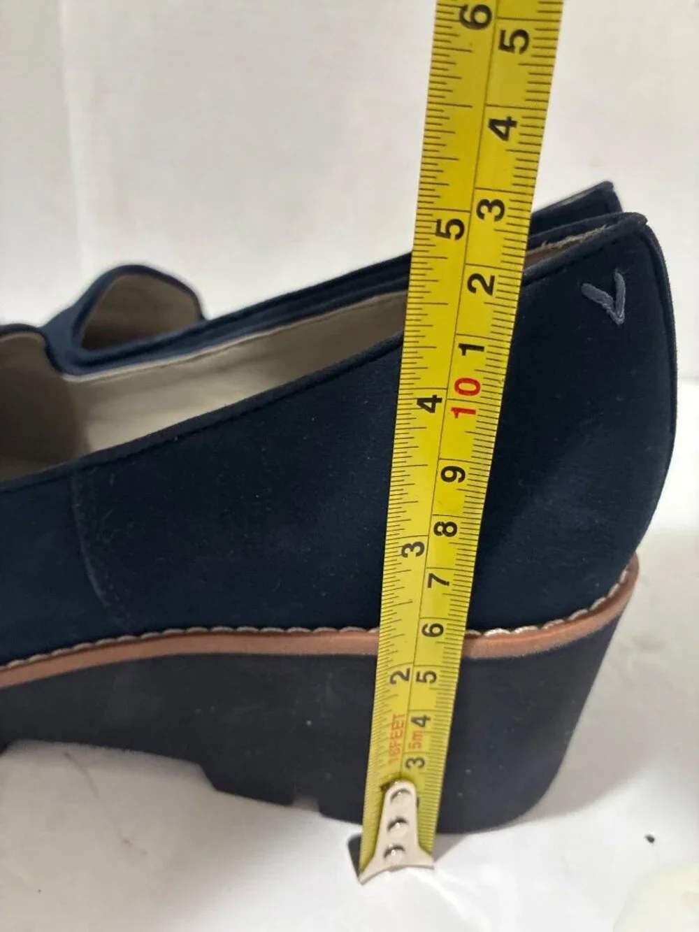 Vionic Willa wedge Womens wedges loafers navy suede chunky lug sole size 8